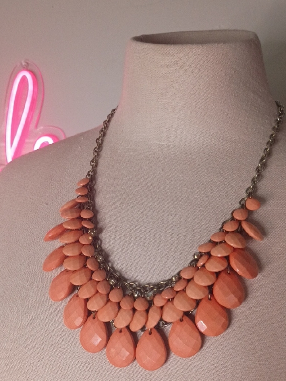 Coral Teardrop Statement Necklace - Women Jewelry